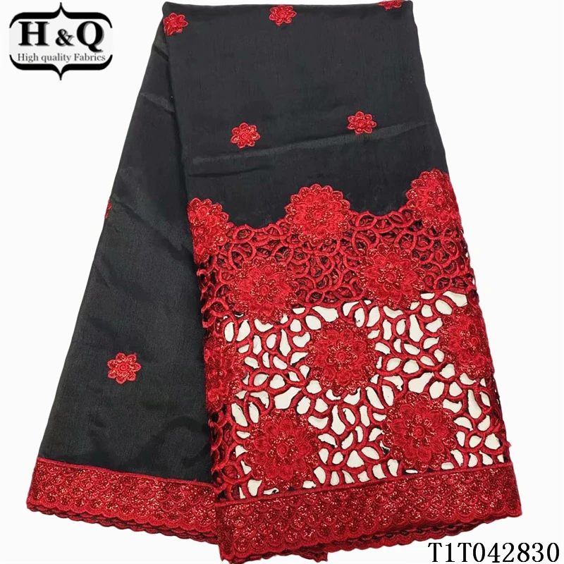 

H&Q fashion african george satin lace fabric 2021 high quality embroidery french laces rayon/polyester fabrics 5 yards/pcs T0515