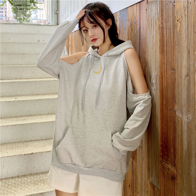 Черные/серые женские повседневные флисовые толстовки с длинным рукавом и