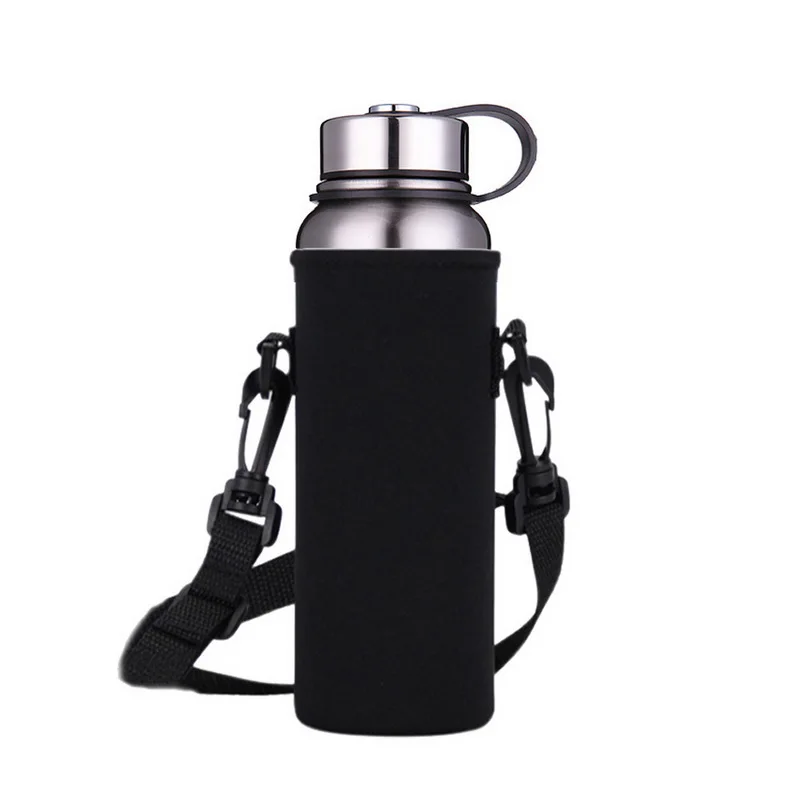 G227850A 800ml Спортивная сумка-переноска для бутылок с ремешком, неопреновая сумка-держатель для воды, плечевой ремень, черная сумка-переноска для бутылок - Цвет: G227850A 800ml