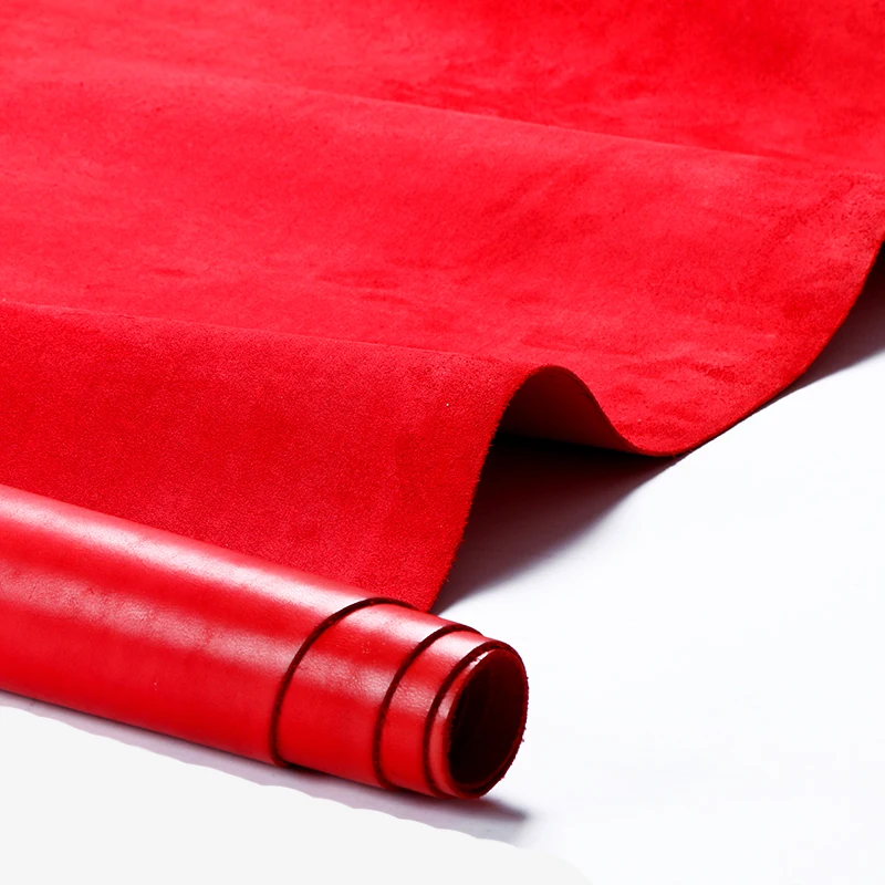 Красный цвет растительного дубления воловьей кожи материал ткань кусок