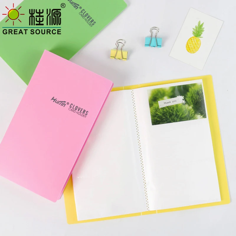 ID Card Stock Album Member Card Book 120 Pockets Name Card Organizer Pockets PP Leaf Candy Color Cover Book For Business (10PCS)