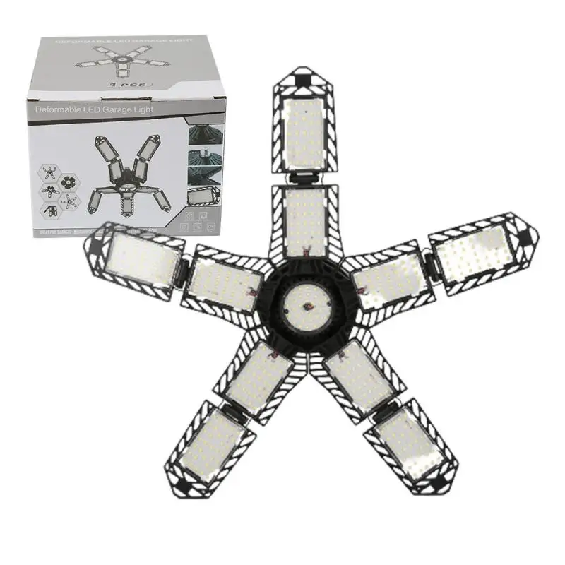 

180W Garage Light E27/E26 85 265V Deformable Ceiling Light 10LED Foldable Fan Blade Light For Warehouse Workshop Home Supplies