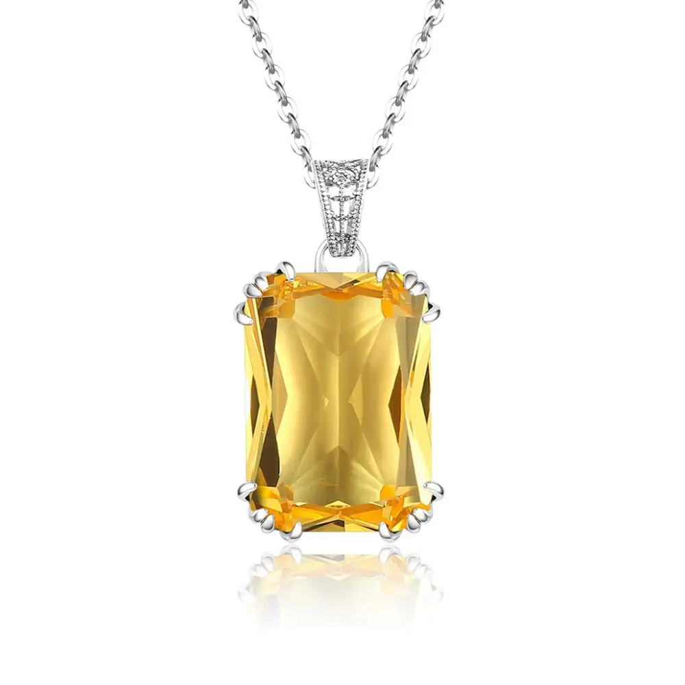 

Szjinao Brand Fashion Real 925 Sterling Silver Pendant Necklace Women Citrine Pendants Necklace 925 Silver Fine Jewelry Genuin