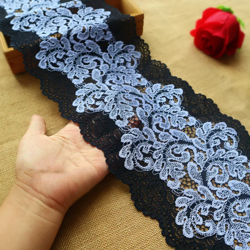 

18 cm wide black bottom blue thick elastic lace accessories hollow lace skirt hem accessories