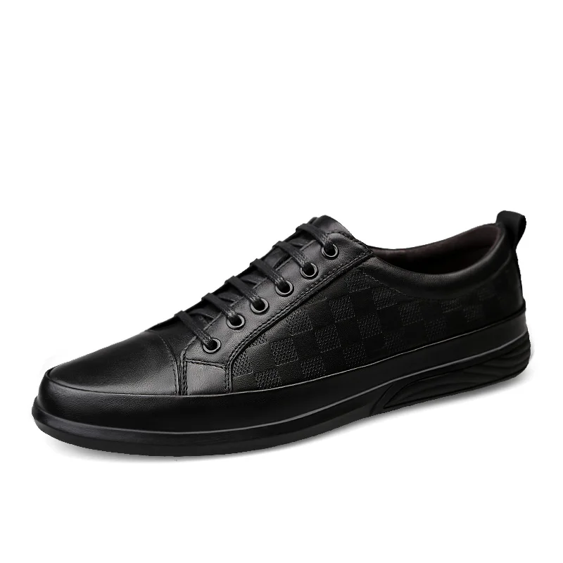 2021 Men s Genuine Leather Casual Shoes Fashion Flats Black Sneaker High Quality Minimalist Shoes for Men Vulcanized Shoes zapat