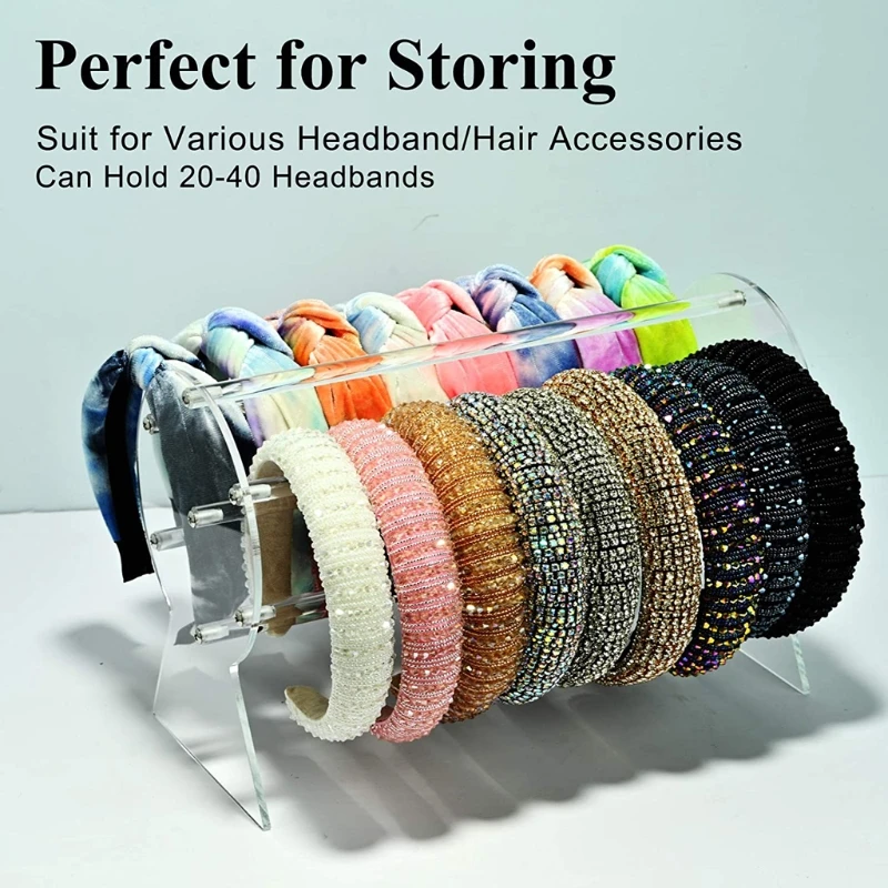

Clear Headband Holder Organizer Acrylic Hair Accessory Jewelry Organizer for Chains Bracelets Necklaces Storage Display