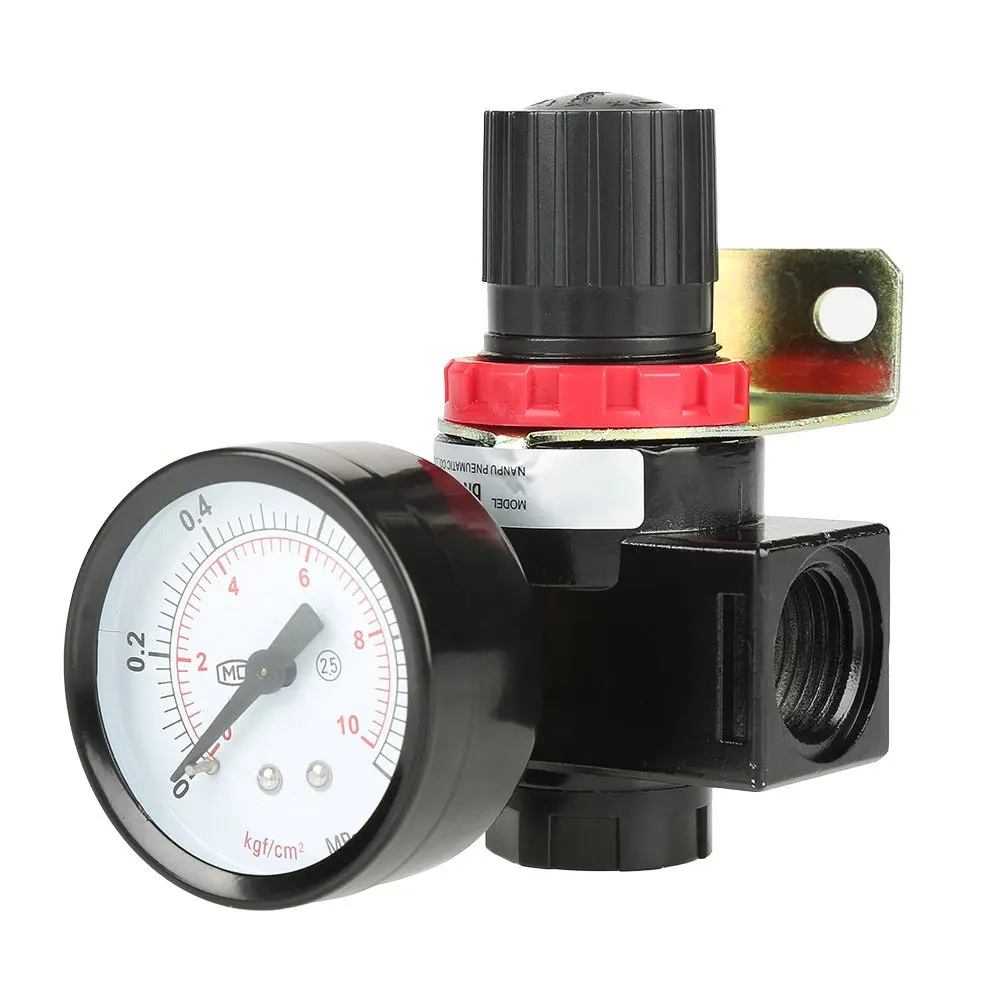 

BR4000 G1/2 Air Compressor Pressure Regulator With Gauge Female Thread Control Valve From 0.05mpa To 1mpa You Can Adjust Black