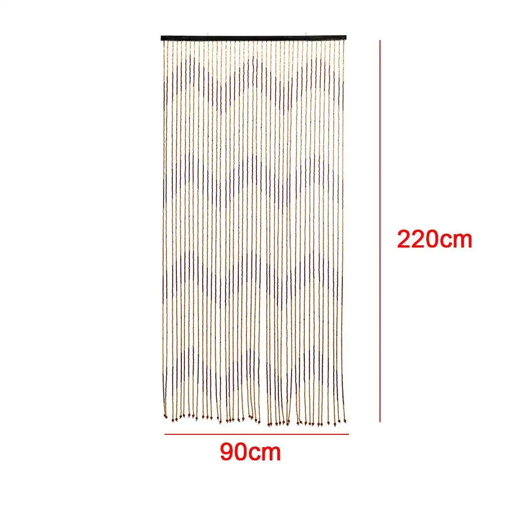 

High Quality Wooden Door Curtain Blinds Handmade Fly Screen Wooden Beads Room Divider 31 Line Non-toxic No Smell 90x220cm