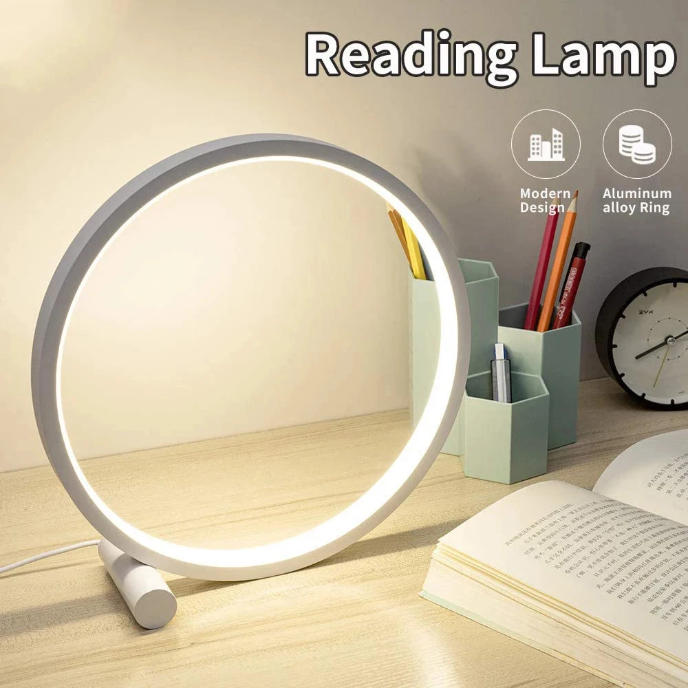 

LED Table Lamp Bedroom Bedside Lamp Round Living Room Lamp Reading Lamp Black/white Touch Control Dimmable Children Night Light