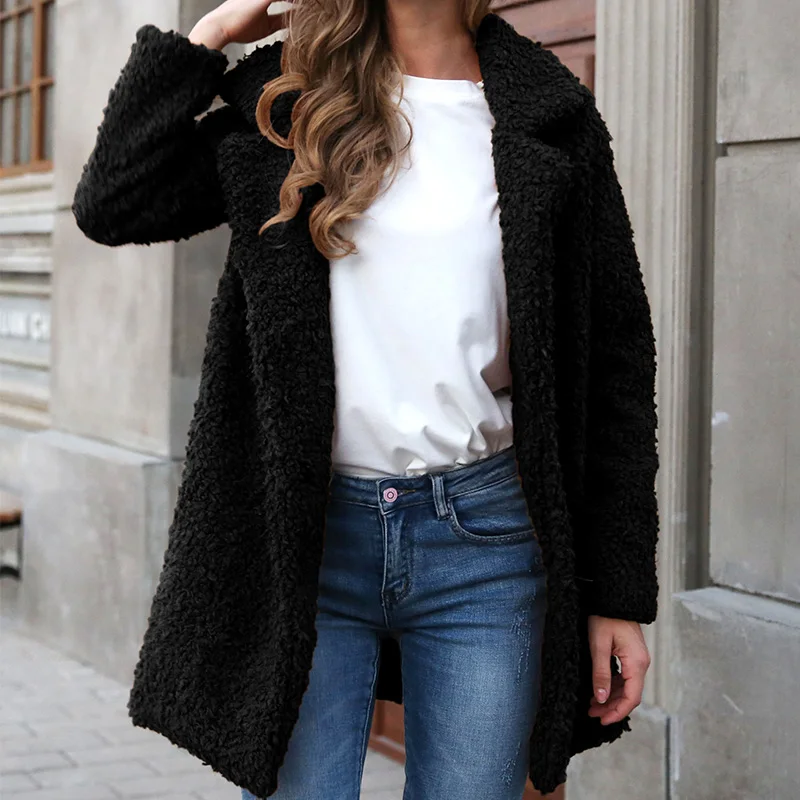 Женская длинная куртка из искусственного меха Зимняя Толстая теплая овечьей
