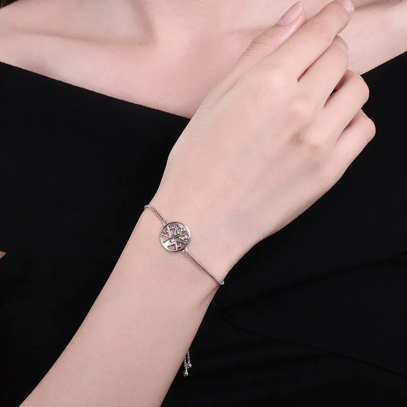 Женский браслет с зеленым кристаллом KALETINE из стерлингового серебра 925 пробы