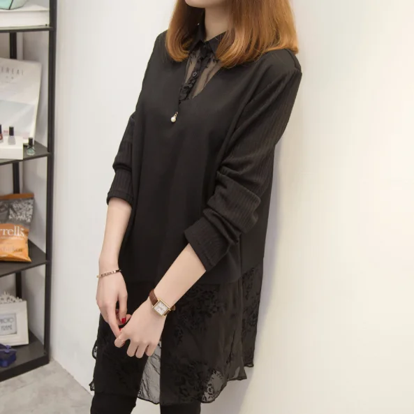 Женское трикотажное платье рубашка в стиле пэчворк размеры до 5XL|Женские платья| |