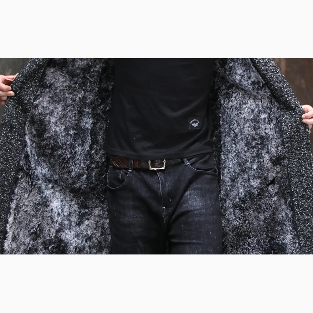 Мужская Длинная шерстяная куртка формальная приталенная из 50% шерсти с