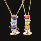 Новый дизайн подвеска на чашку ожерелье модная эмалированная чашка на Свитер Цепочка аксессуары для одежды для женщин ювелирные изделия для девушек