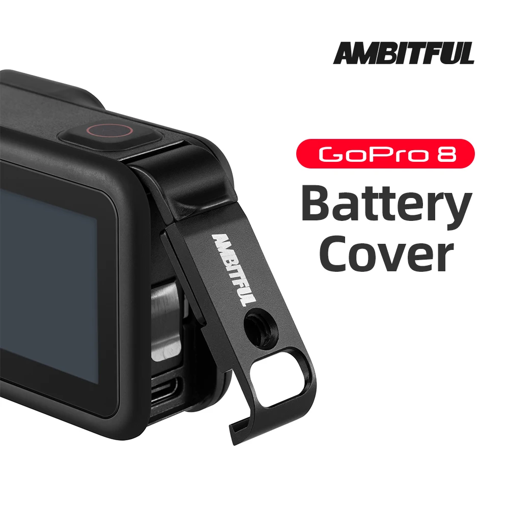 Черная Крышка аккумуляторной батареи AMBITFUL Gopro Hero 8 с 1/4 винтами съемная зарядная