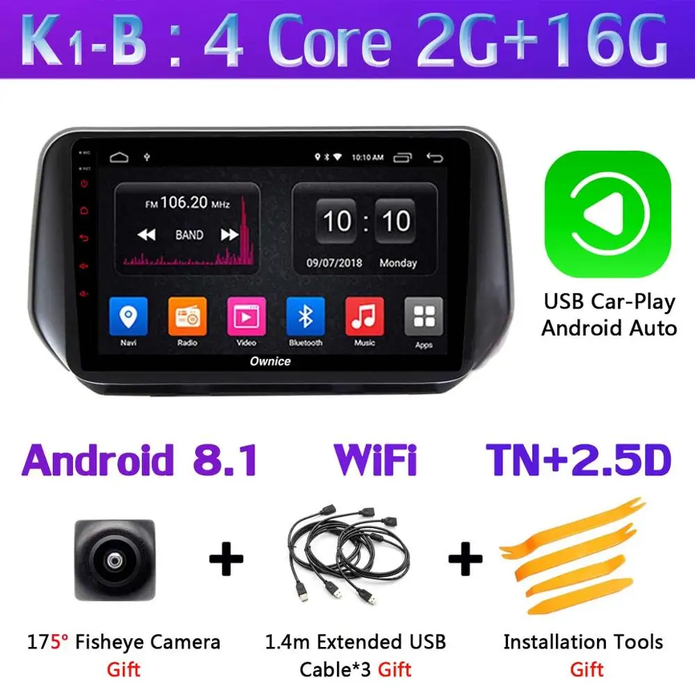 K1-B-CarPlay 1 din 360 ° камера Android 9,0 4+ 64G gps радио CarPlay DSP SPDIF Автомобильный мультимедийный плеер для hyundai Santa FE SantaFE XL - Цвет: K1-B-CarPlay