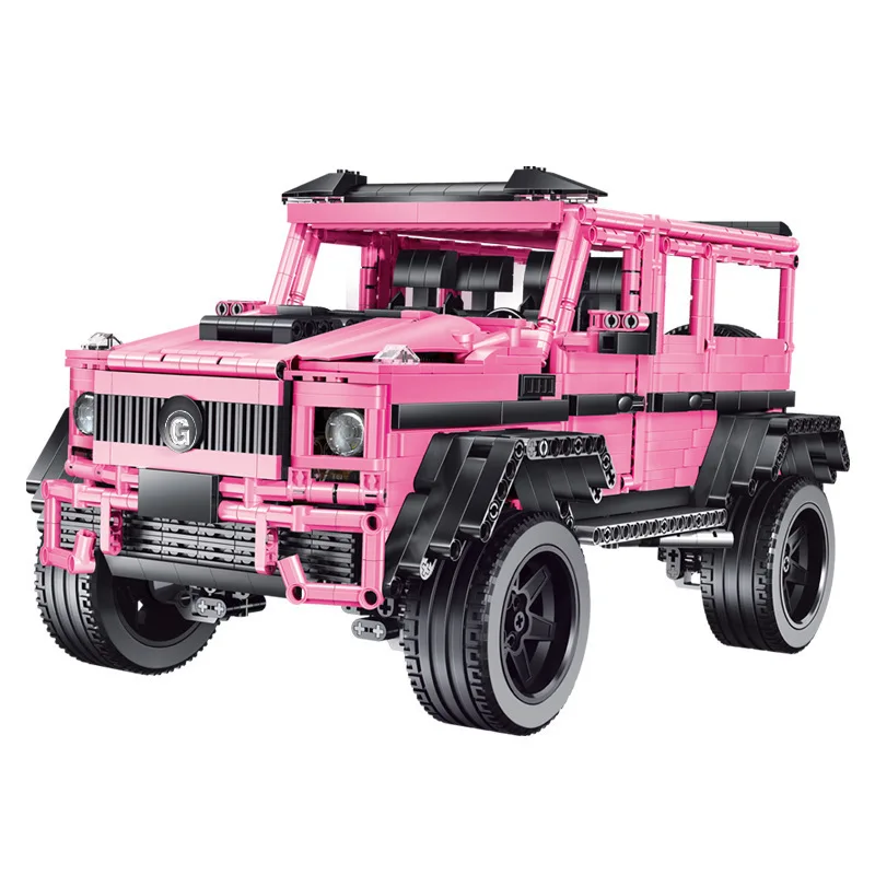 

Rael J903 Benchi's big G800 high-tech car building block model for boys and girls King Kong Bobby pink off-road vehicle toy gift