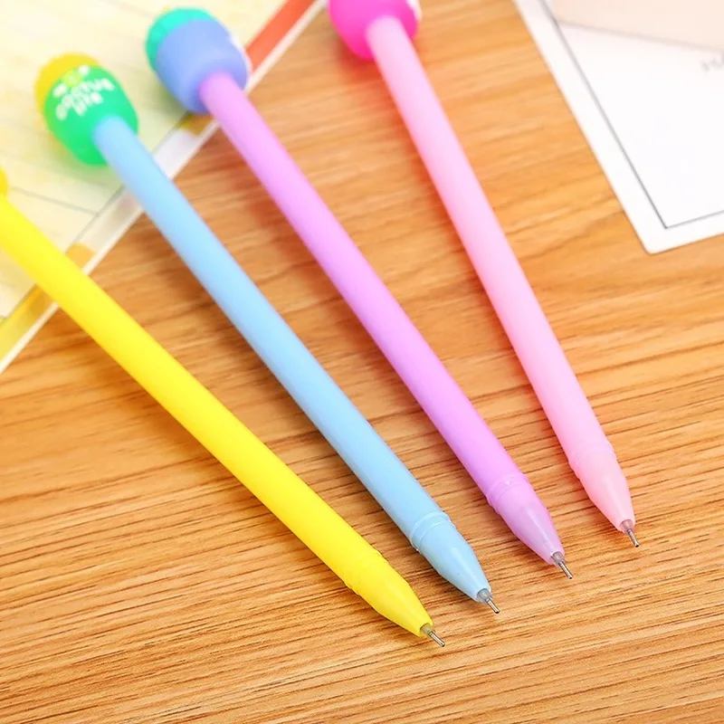 20 PCs Creative Stationery Jelly Cactus Gel Pens Set Cute Fresh Student Water-Based Paint Pen Cartoon Office Supplies Wholesale