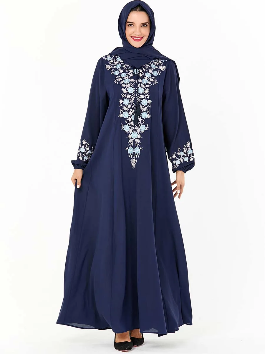 BNSQ женское мусульманское платье одежда женщин мусульманских стран Jilbab вышивка, Макси-платье плюс размер Турция Кафтан марокканский индонезийский пакистанский