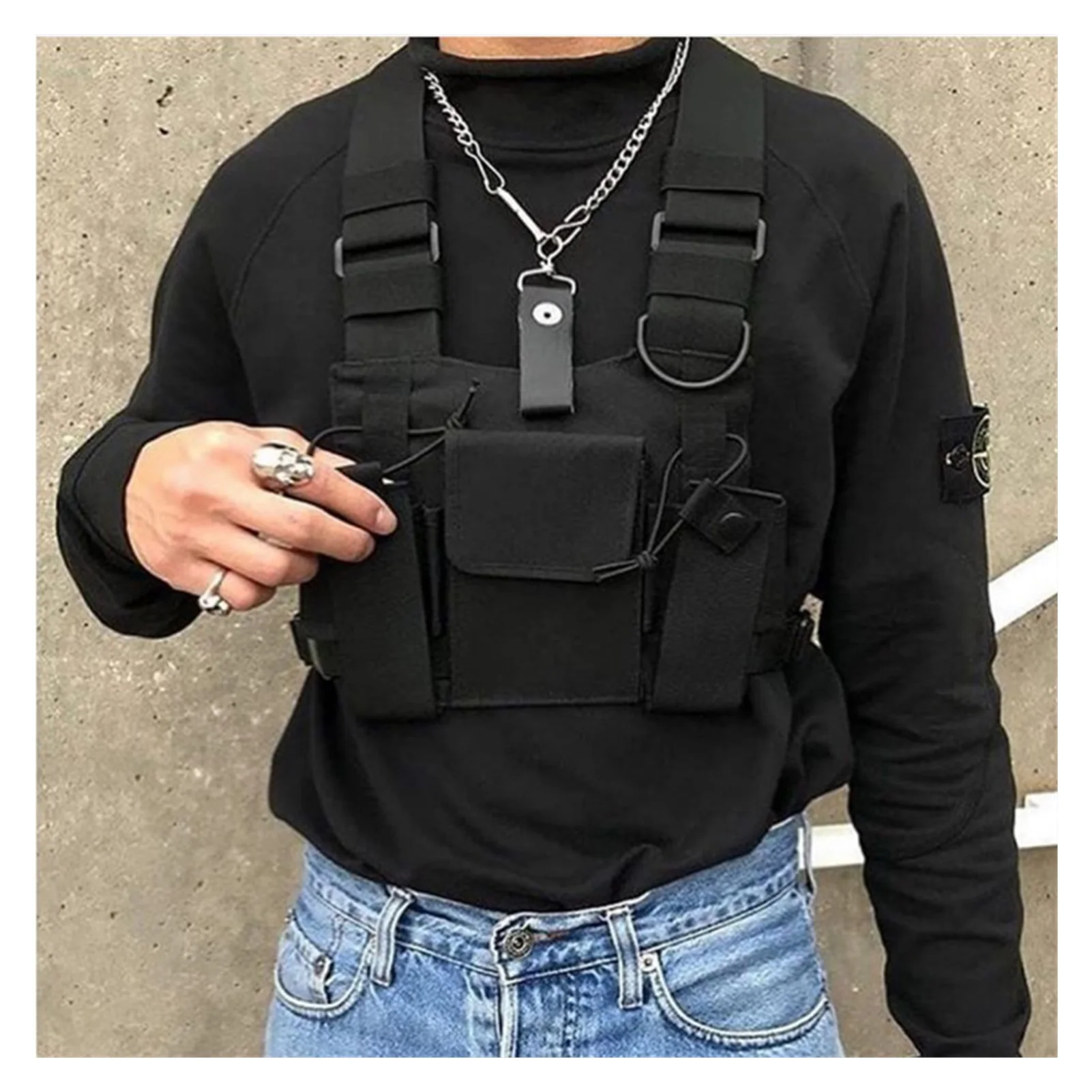 

2021NEW Functional Tactical Chest Bag Fashion Bullet Hip Hop Vest Streetwear Bag Waist Pack Women Black Chest Rig Bag 233