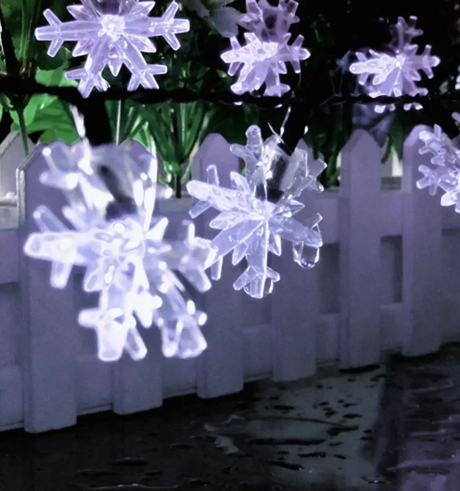 Snowflake White 6 м 30 светодиодный милый светодиодный светильник-гирлянда в виде снежинок на солнечных батареях, украшение для рождественской елки, водонепроницаемый уличный Красочный светодиодный декоративный светильник - Испускаемый цвет: Snowflake White