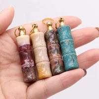 1pcs natural bamboo shape pablo picasso phoenix pine stone perfume bottle pendants for jewelry making necklace size 11x48mm