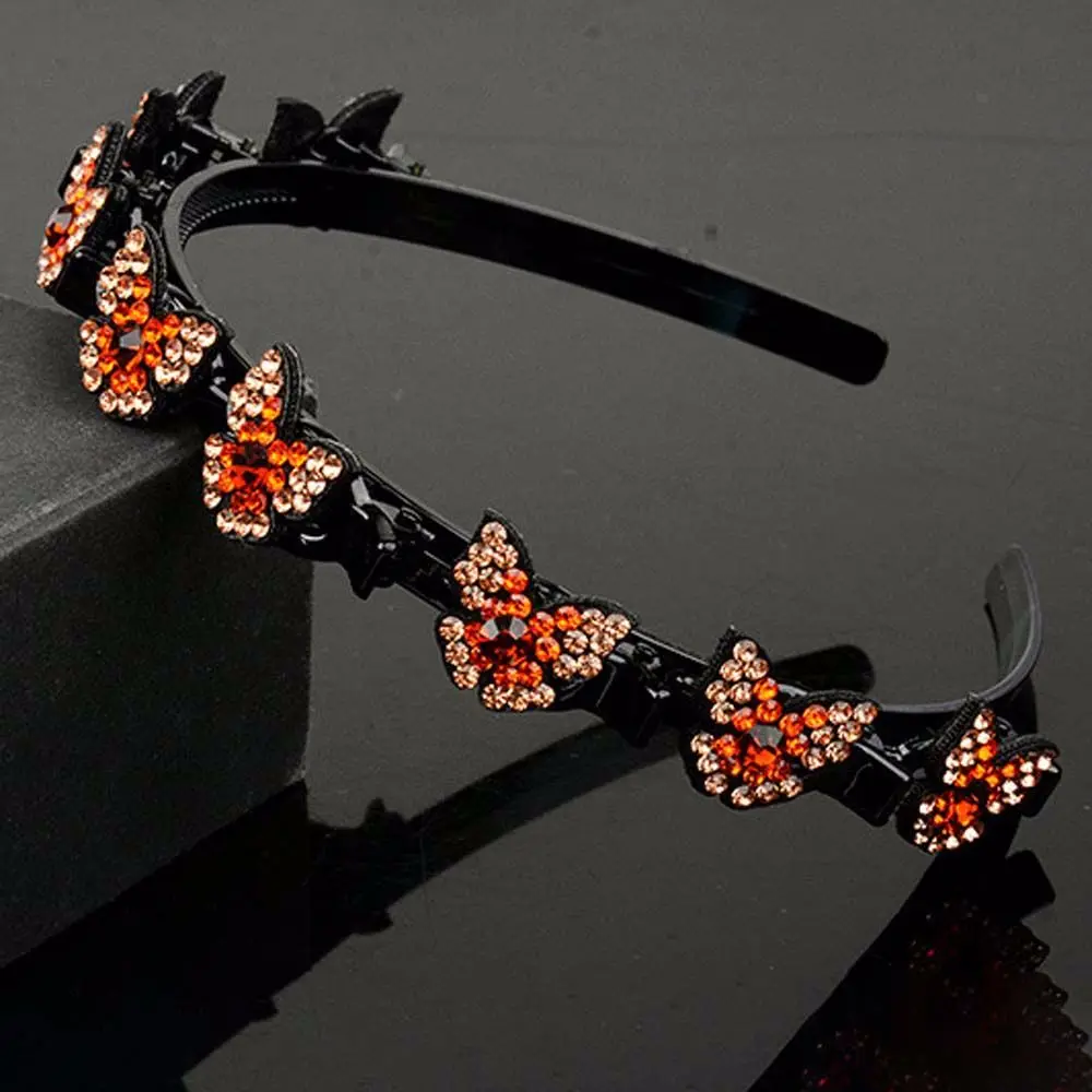

Crystal Butterfly Hair Hoop Rhinestone Black Braider Hair Clip New Fashion Headband Women Girl Weave Head Hoop Hair Accessories