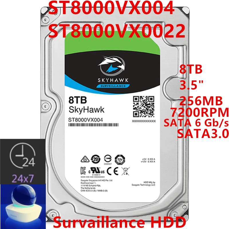 Новый оригинальный жесткий диск для Seagate 8 ТБ 3,5 дюйма SATA 256 Мб 7200 об/мин для внутреннего жесткого диска для фотокомпьютера ST8000VX004 ST8000VX0022