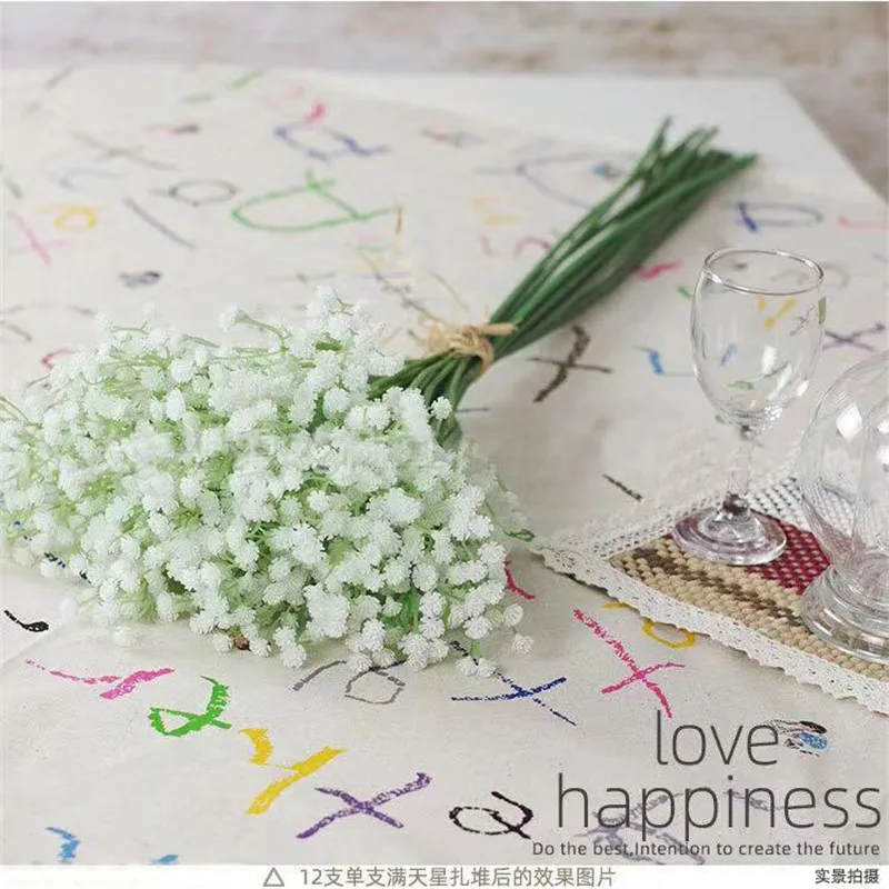 Искусственный букет из 12 веток пластиковые цветы для рукоделия свадебные