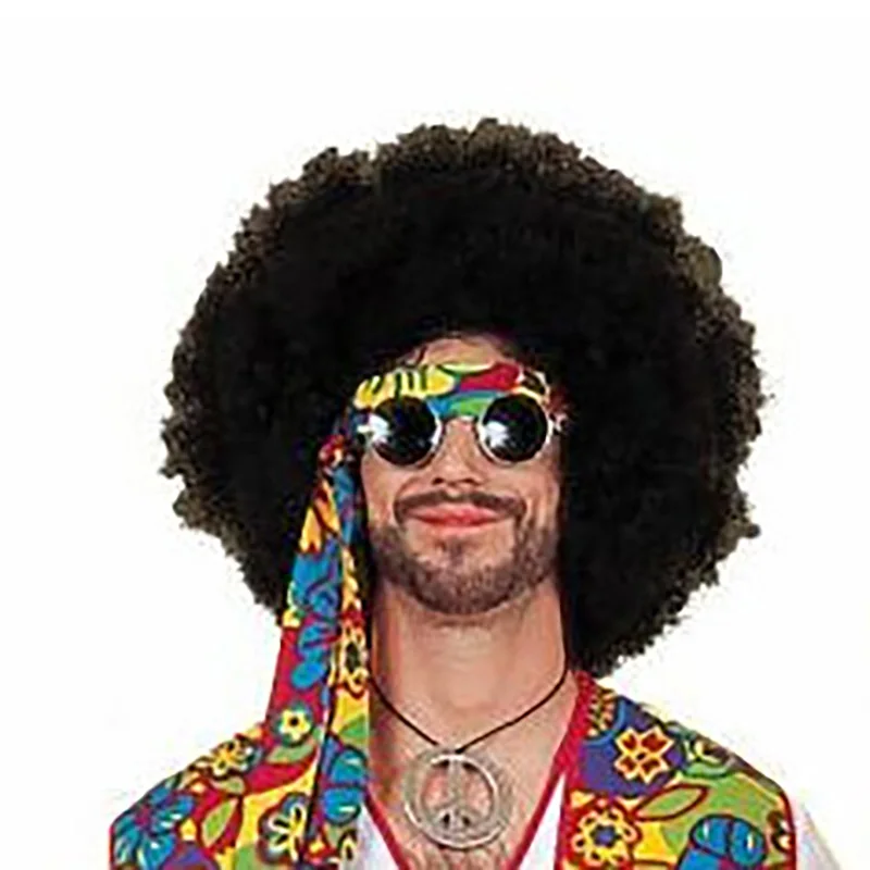 Wig Ретро 60s 70 хиппи Косплэй Карнавальный костюм для Хэллоуина для Для мужчин Для женщин модные Маскировка Костюмы вечерние бахромой родной для ночного клуба - Цвет: Wig