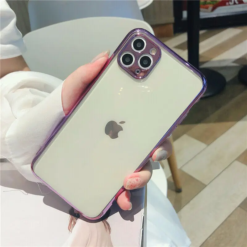 Прозрачный силиконовый чехол для iPhone 12 11 Pro MAX XS XR 8 7 Plus роскошный Ультратонкий