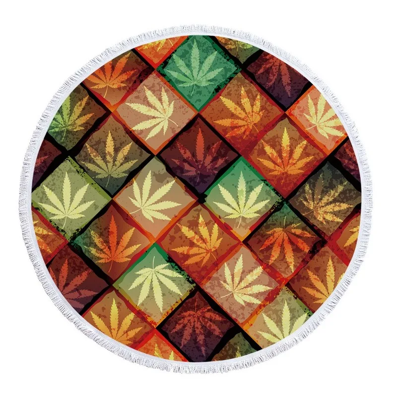 

Microfiber round Beach Towel Bath Towel New Style Printed Webbing 150cm Adult Colorful Quicksand Pattern Blanket Cover