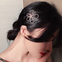 korea rhinestone hairpin for women model ab color hollow flower hairpin side clip girls party 2020 trendy fashion headdress