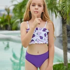 Купальник из двух частей для девочек, бандо, халтер, детский купальник, детские купальные костюмы, пляжный купальный костюм, бикини