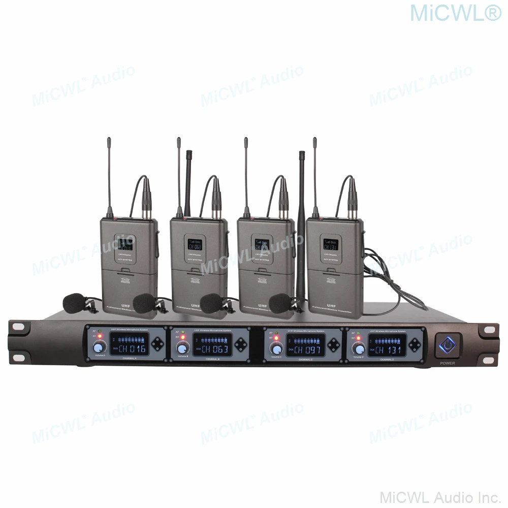 저렴한 MiCWL Professional UHF 4 채널 다이나믹 핸드 헬드 마이크 시스템 무선 DJ 가라오케 무대 노래 세트 3 년 보증