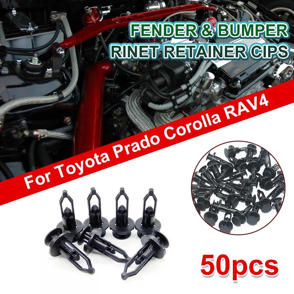 

Fit for Toyota Corolla Rav4 Avensis Auris Hilux Yaris Prius 50pcs Bumper Fasteners Clip Push Rivet Retainer Car Accessories