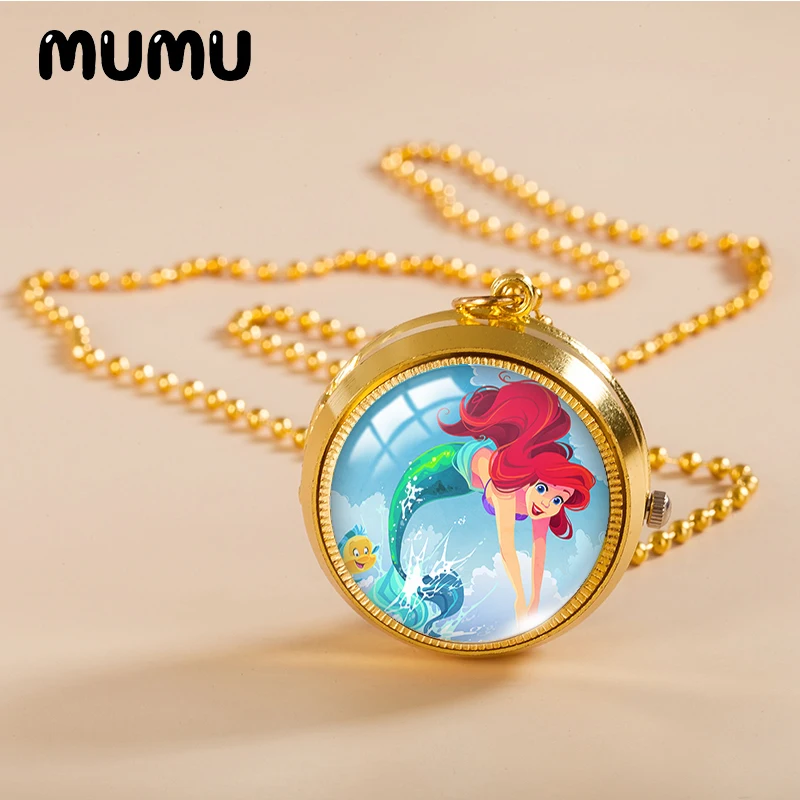 Новинка 2021 карманные часы Ариэль с маленькой русалочкой ожерелье винтажные