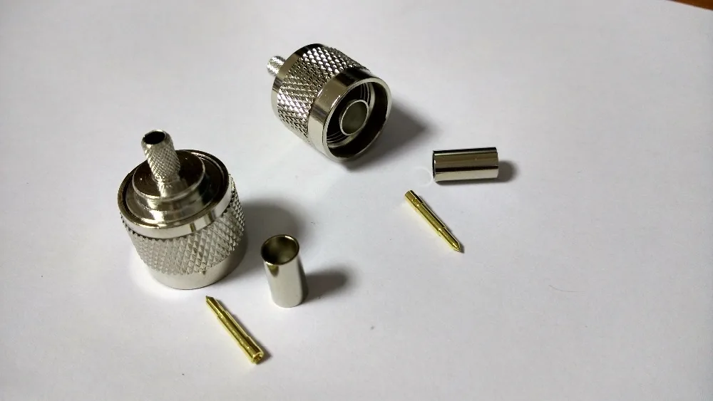 

10pcs brass N Plug male / female RF Crimp for LMR195 RG58 RG400 RG142 cable adapter New