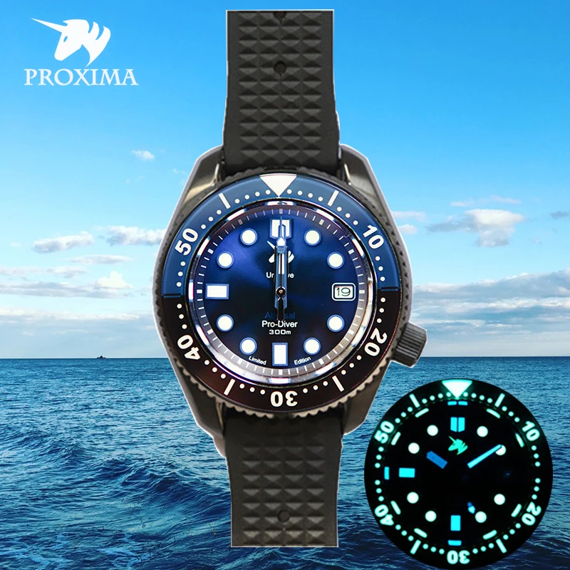 

Proxima Automatic Watch NH35A Mens Mechanical Watches 316L Steel 300m Diver Watch Sapphire crystal C3 Luminous Dial Diving Watch