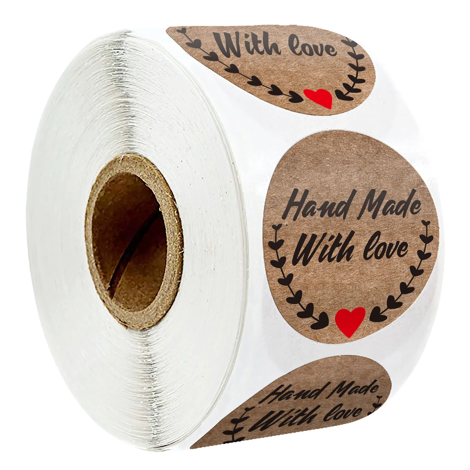 

500 pcs round Kraft Paper Stickers Birthday Wedding Present Decoration Labels Vintage "Handmade With Love"seal labels stickers