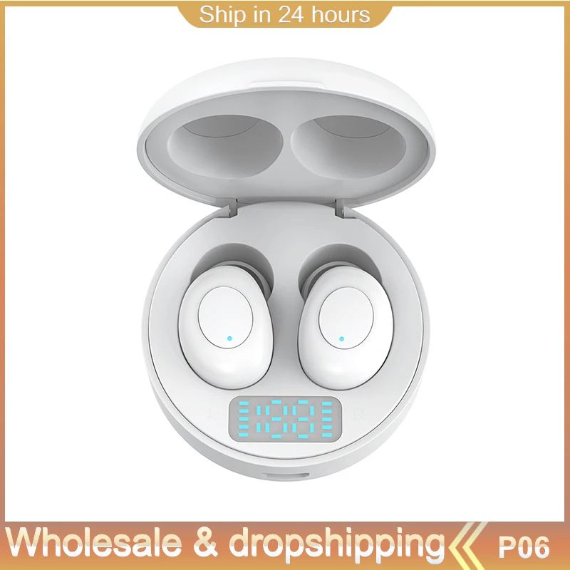 

P06 TWS Bluetooth Earphone 5.0 Wireless Earphones Original Mini Sports Stereo Headset LED Power Display Earbuds For IOS Android