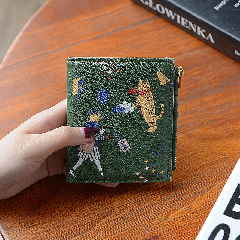 Fashion Designer Women Heart Zipper Short Wallet PU Cartoon Fold Bank Credit Card Photo Boys Girls Purse Wallets | Багаж и сумки