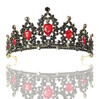 noble black gemstone bridal tiara alloy crown wedding hair accessories banquet party