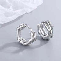 womens new fashion three row geometric hoop earrings shiny micro crystal irregular huggies big earring piercing jewelry gifts