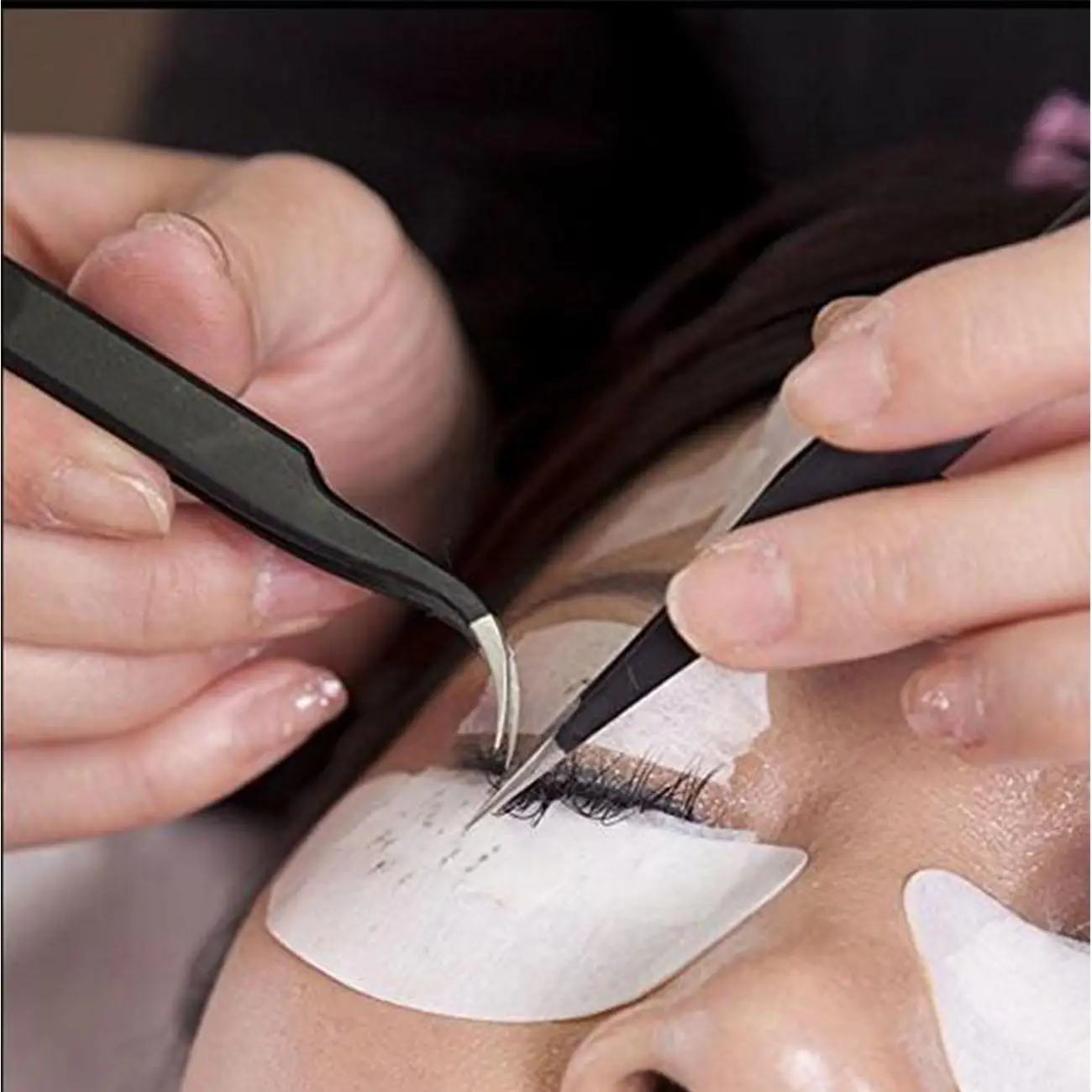 Бумажные накладки для наращивания ресниц 100 пар клейкие под глаза гидрогелевые