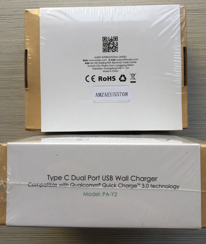 Зарядное устройство AUKEY 2 USB type C Quick Charge 3,0, портативное настенное быстрое зарядное устройство, двойное USB, для путешествий,, быстрый кабель USB C to C, быстрая зарядка