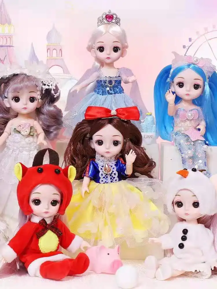

BjD 16CM Doll 13 Movable Joints Casual Fashion Princess Clothes Suit Accessories Nude Decoration Multicolor Hair Girl Gift Toy