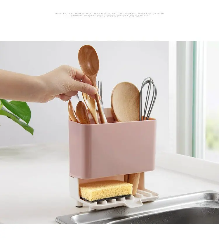 

Sponge Storage Rack Household Pool Rack Organizer Cutlery Drain Rack Kitchen Sink Cleaning Rag Shelf Storage Container ZM804