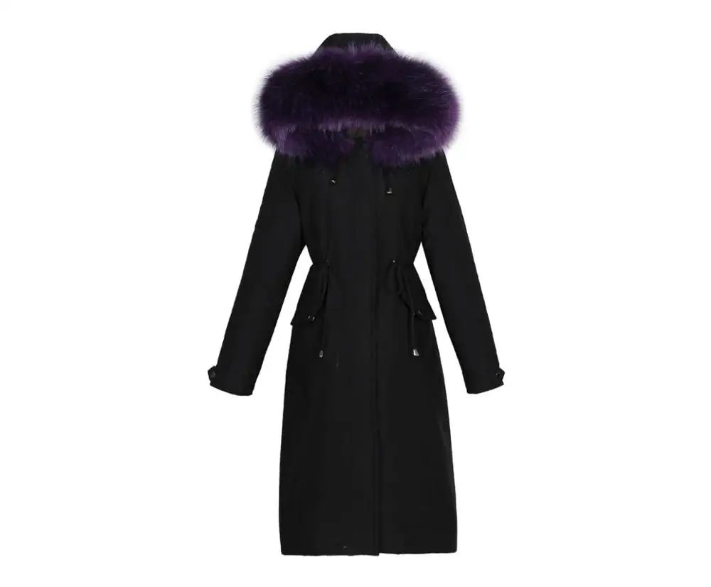 

Women Medium Long Winter Jacket Fur Collar Hooded Liner Detachable BIO Down Coat Oversize Windproof Cotton padded Parkas