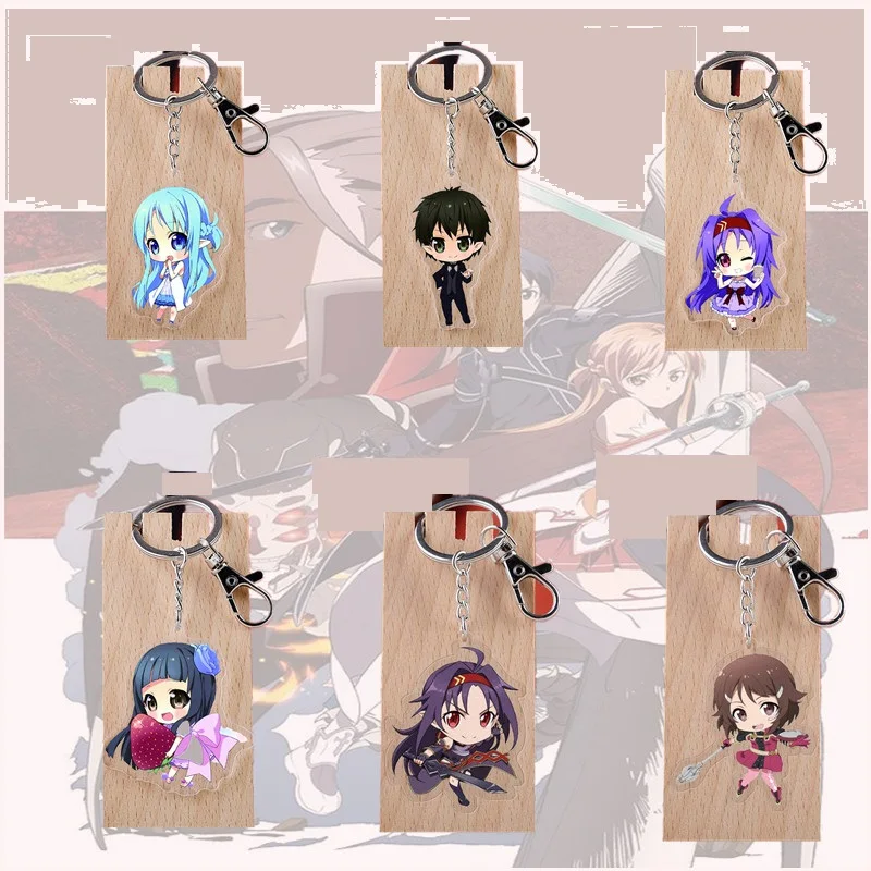 

Creativity Japan Anime Sword Art Online Key Chains Figure Kirito Student Backpack Keyring Cute Child ToyAccessory Keychain